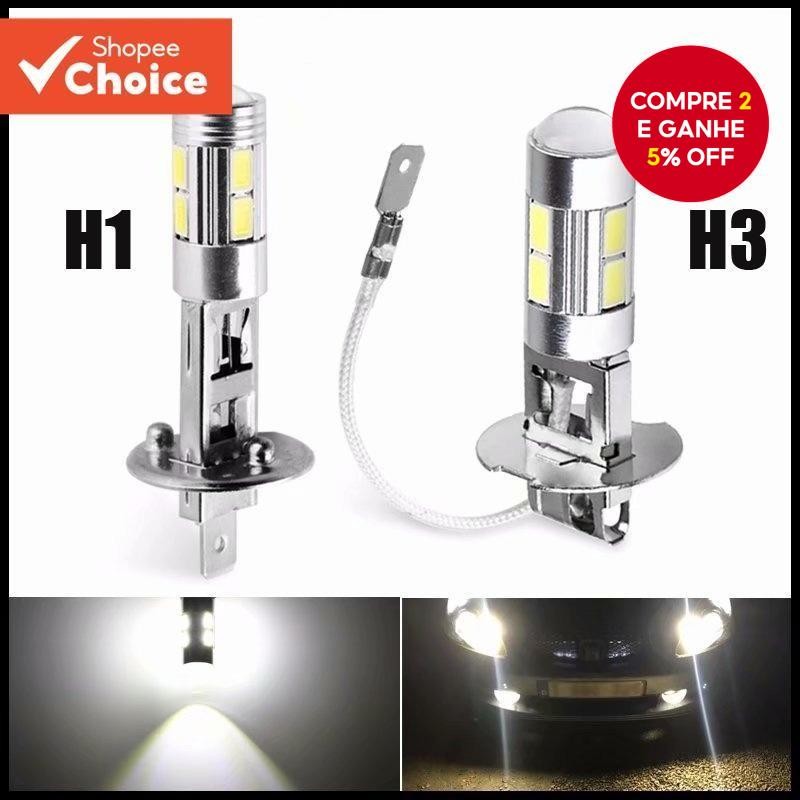 2 Pcs H1 H3 Lâmpadas LED 6000K Branco 10-SMD 5630 Luz De Nevoeiro Do Carro Condução DRL Lâmpada Auto