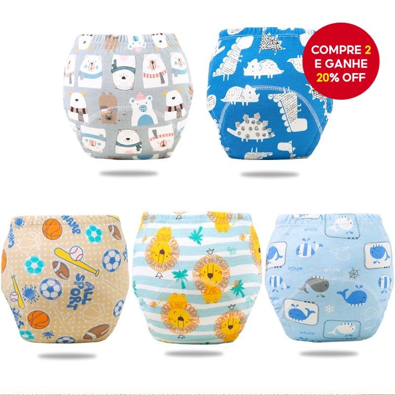 Conjunto de calças para bebês 5pcs/3pcs, em algodão puro, impermeável, lavável, com bolsos para fral
