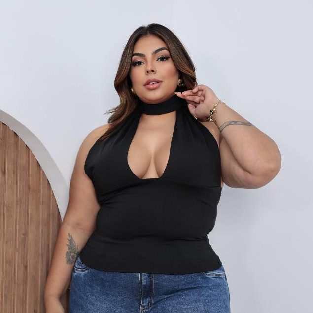 BLUSA CROPPED FEMININA FRENTE ÚNICA COM AMARRAÇ