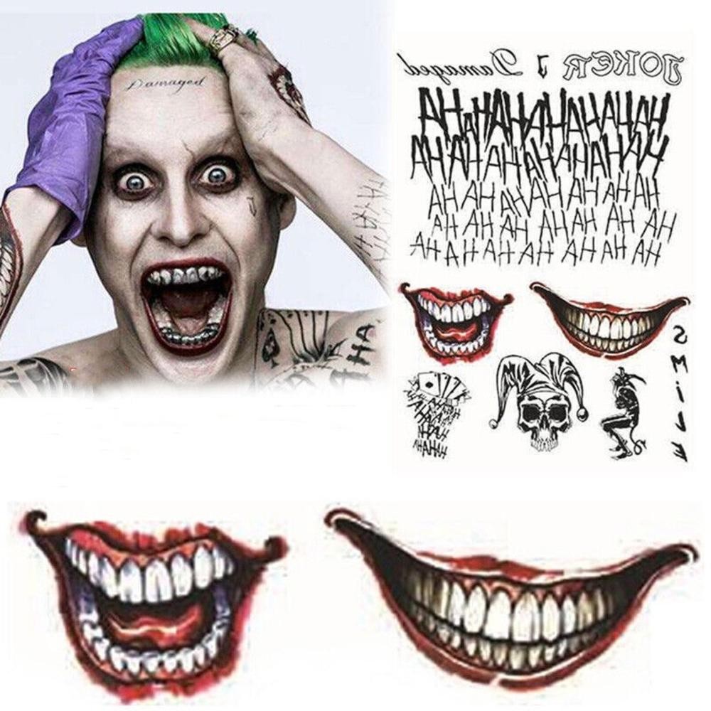 Tatuagens Temporárias De Halloween , 1 Folha De Joker , Adesivo Falsas Para Homens E Mulheres , Perf