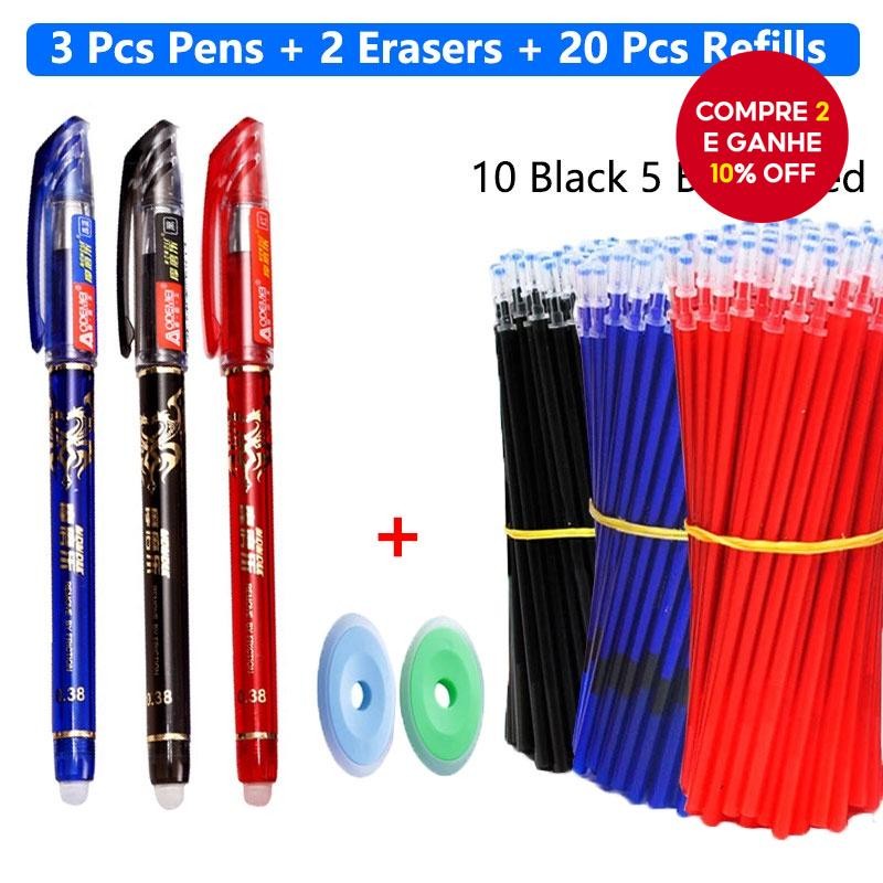 Conjunto De Canetas De Gel Apagáveis M E P 25 Unidades-Esferográficas De Tinta Preta/Azul Para Papel