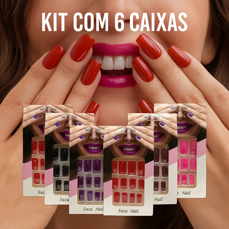 Kit 6 Caixas Box de Unhas Postiças Tamanho Médio