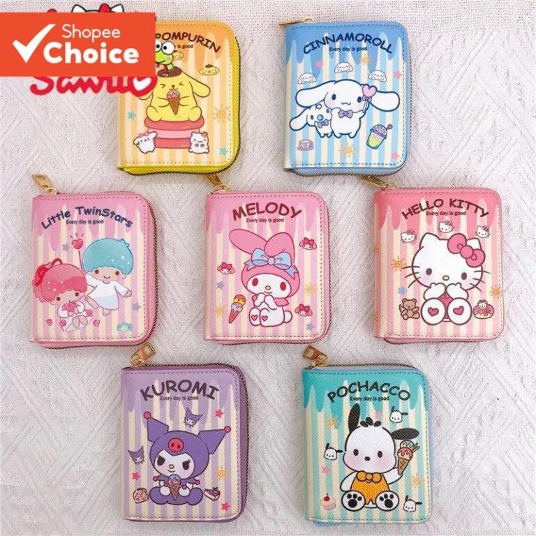 Miniso Sanrio PU Zipper Carteira Curta Bonito Port