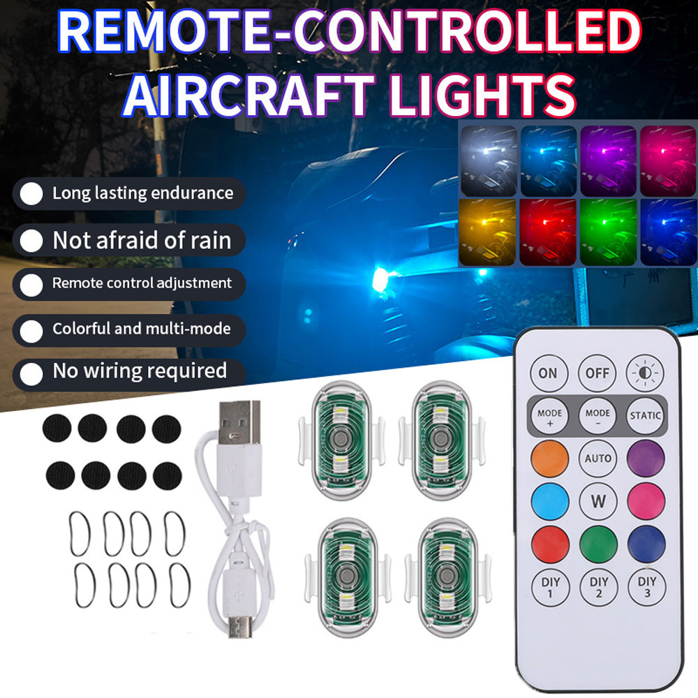 Motocicleta Controle Remoto Sem Fio RGB LED Luz Estroboscópica Para Carro Bicicleta Scooter Anti-Col