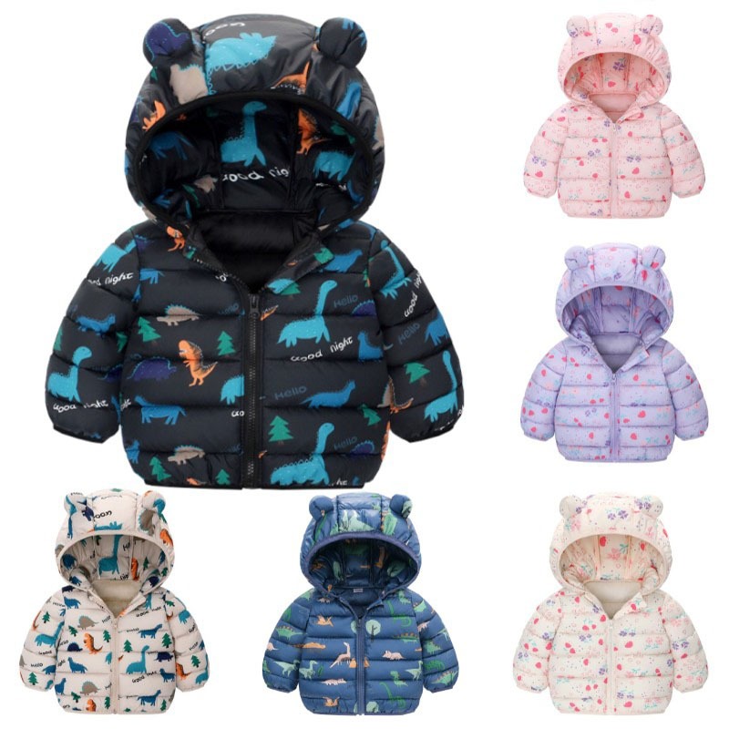 Crianças Meninos Meninas Com Capuz Jaquetas Leves Dos Desenhos Animados Dinossauro Roupas De Moda De