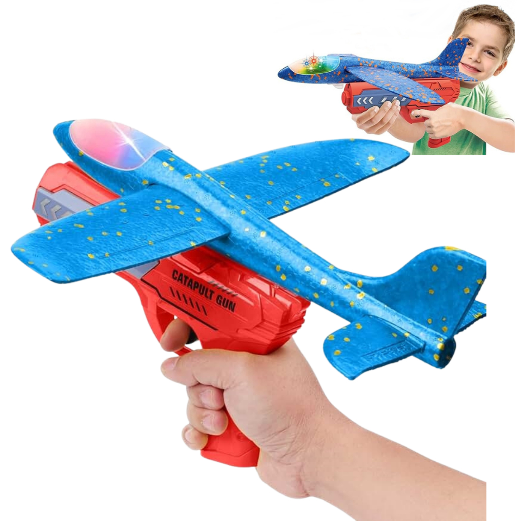 Lançador De Avião (COM LUZ) Planador Brinquedo Infantil De Espuma Catapulta