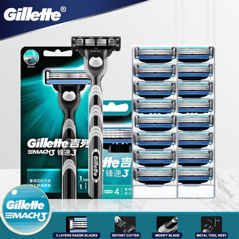 [Entrega 24 horas]barbear Manual masculino Gillette de 3 camadas -gillette mach3lâmina de barbear