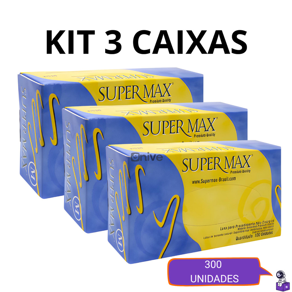 Kit Até 3 Caixas Luva Látex Descartável Com Pó 100 a 300 Unidades Resistente Uso Diário