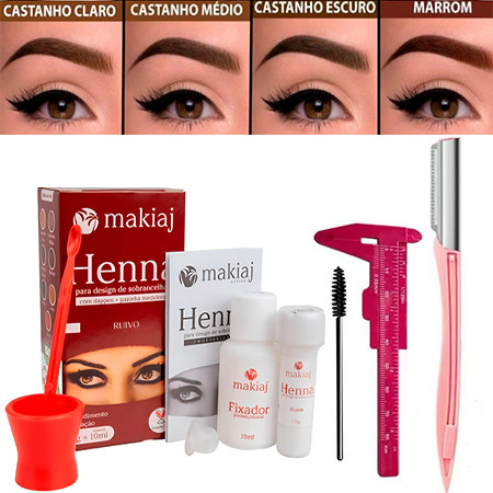 Conjunto De Henna E Kit Para Sobrancelha Com Régu