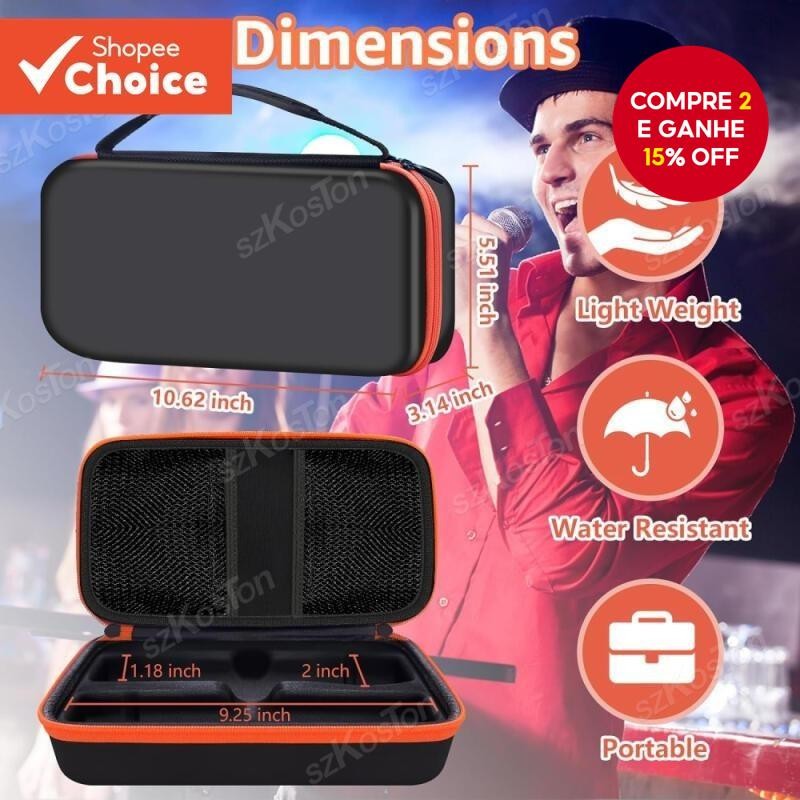 Bolsa De Armazenamento Portátil , Estojo De Transporte De Microfone Sem Fio Para Sistema De Dois Mic
