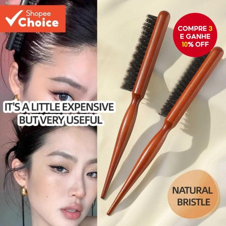 Escova De Cabelo De 3 Fileiras De Madeira Maciça-