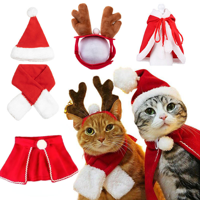 Cão Chapéu De Natal Filhote De Cachorro Boné Ano Novo Pet Capa Gato Cachecol Xale Vestir-Se Para Ani