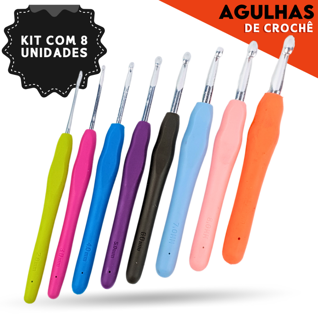 Kit Agulha Barbante Para Crochê Profissional C/8 Peças