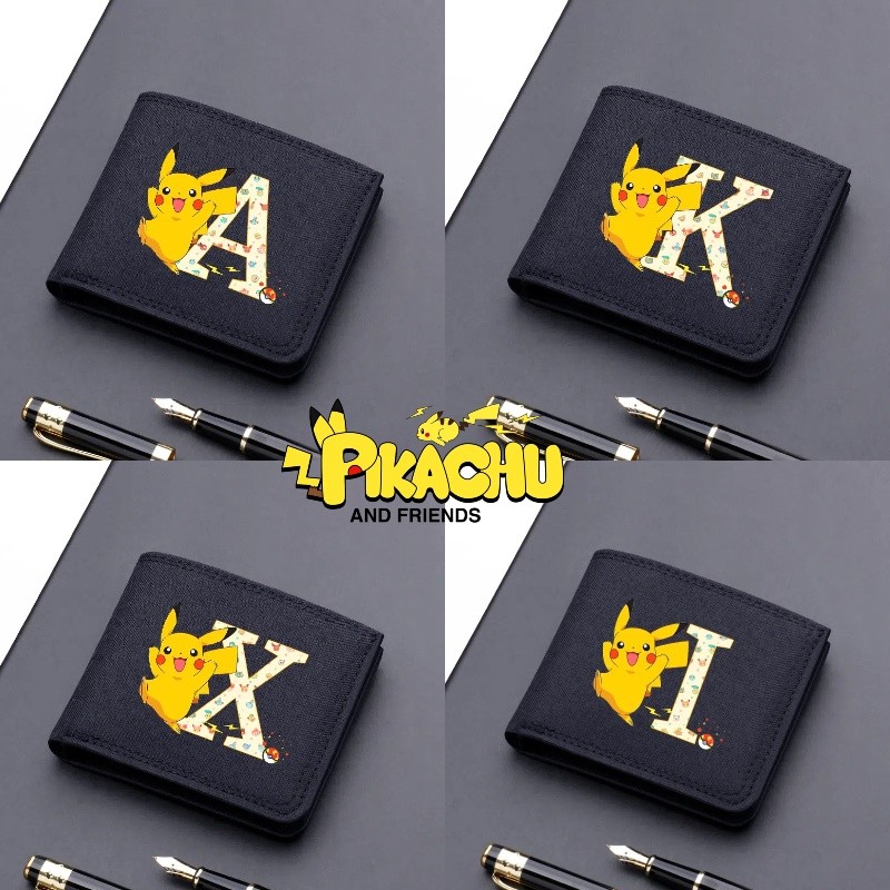 Carteira Curta De Estudante Pikachu Com 26 Letras , Bolsa De Moedas Portátil Cartão Dobrável Dupla D