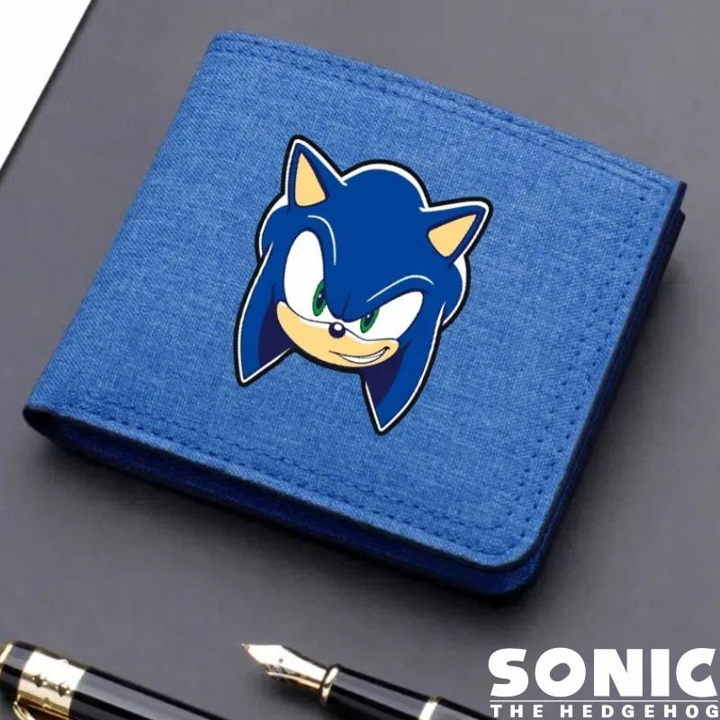 Sonic Lona Carteira Dos Desenhos Animados Impressão Portátil Dobrável Cartão De Banco Moeda Zíper Pr