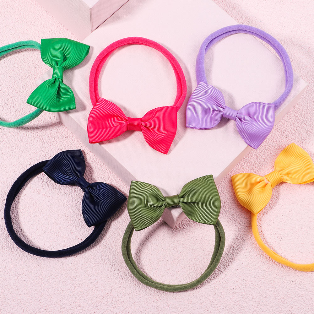 Conjunto De Laços De Cabelo Para Bebês , Tiaras De Nylon Macio Meninas , Crianças , Acessórios Da Mo