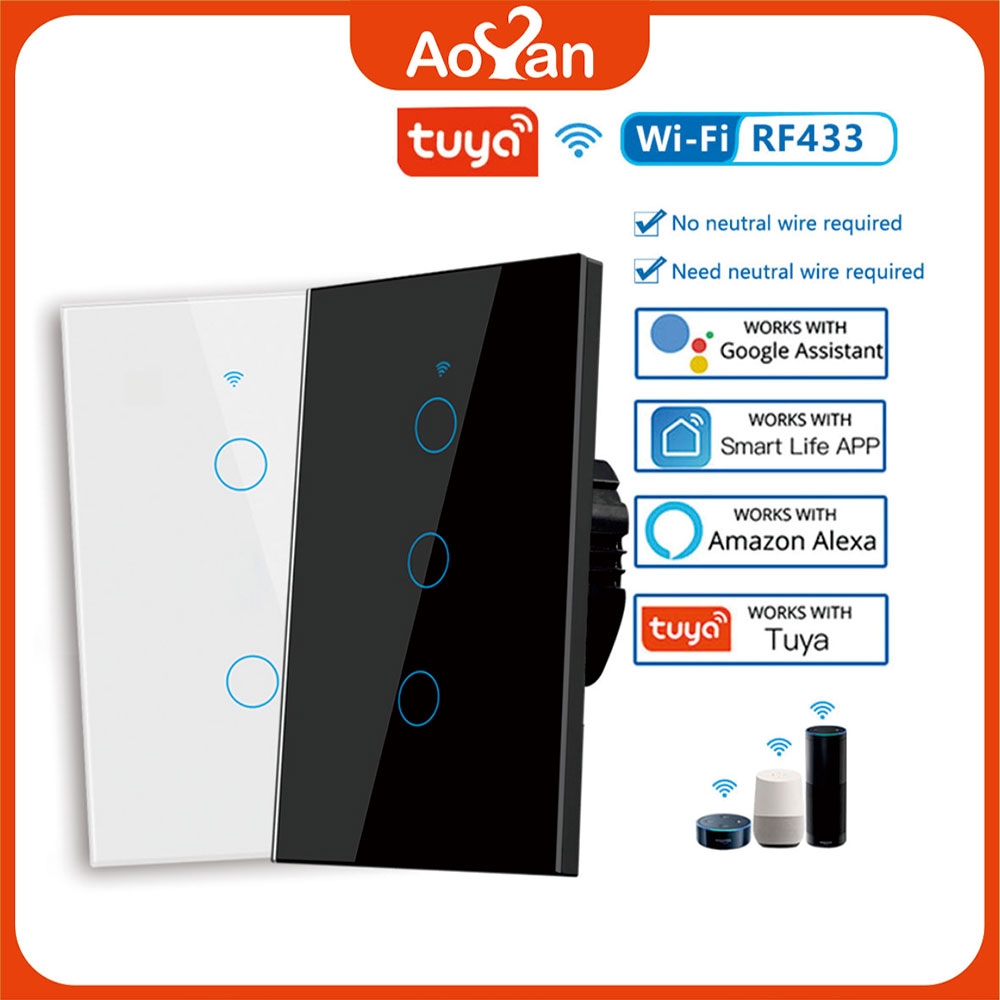 Funciona Com Tuya Smart Life Interruptor De Luz WiFi Sensor Toque Inteligente App Controle Remoto Se