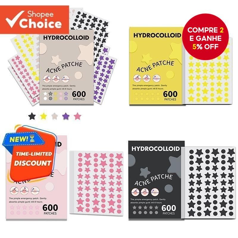 600 Pcs Patches De Espinhas Para Rosto , Adesivos Hidrocolóides Acne , Kit De Ferramentas Popper Ade