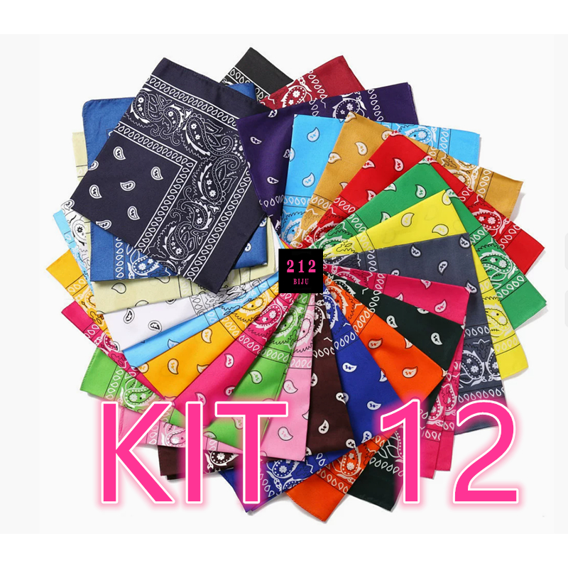 Bandanas Lenço Estampada Varias Cores 55*55cm 212BIJU 001 (*20 CORES DISPONÍVEIS NO DESCRIÇAO*)