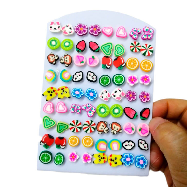 kits 12/36 pares Brincos Infantis Frutinhas Acríl