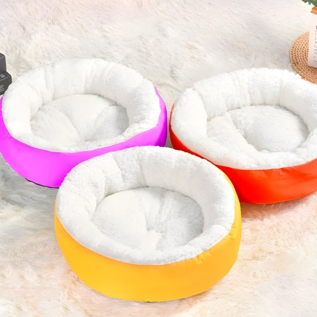 Caminha Redonda Pets Sherpa para Cães e Gatos Macia 50×50 cm Quente Confortável Cama Pet Com Pelinho