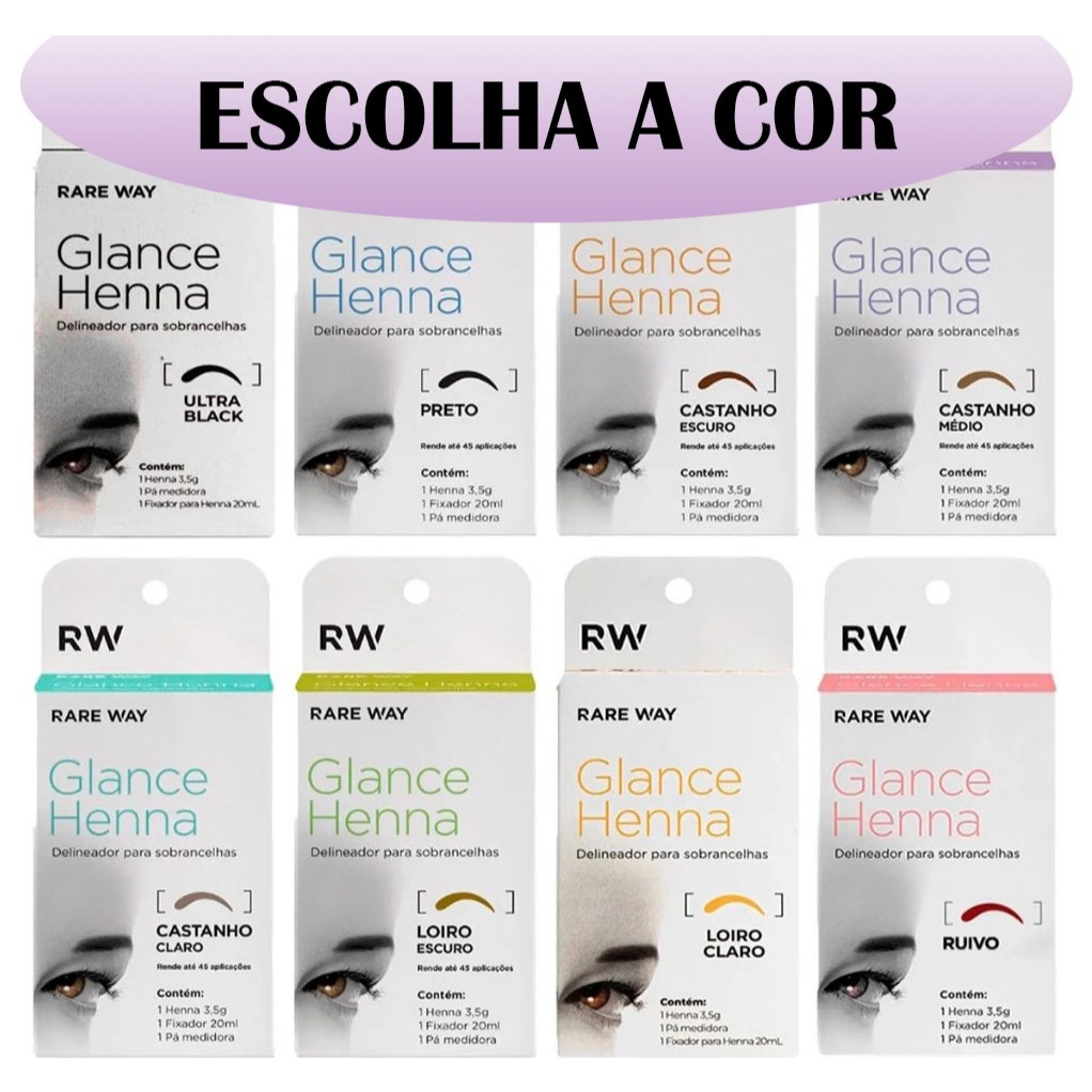 Henna Sobrancelha Glance Rare Way Todas As Cores