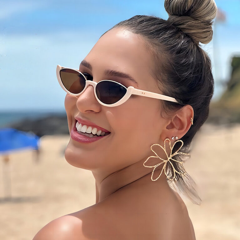 Óculos De Sol Olho De Gato Retrô Pequeno Quadrad