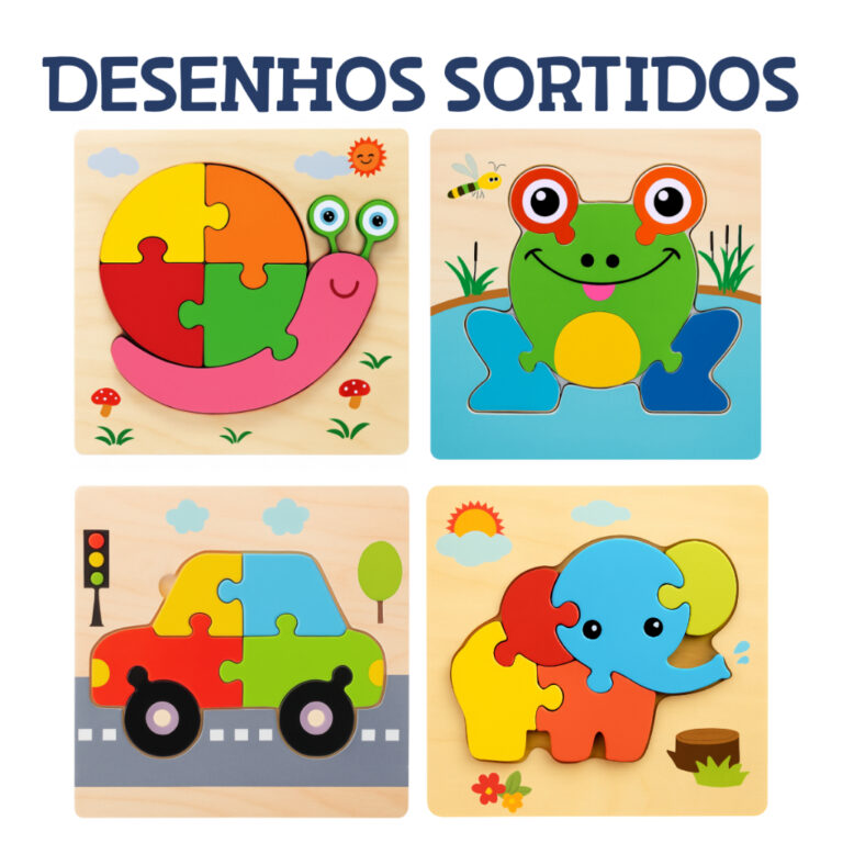 Kit Quebra-Cabeças de Madeira Infantil Sortidos A