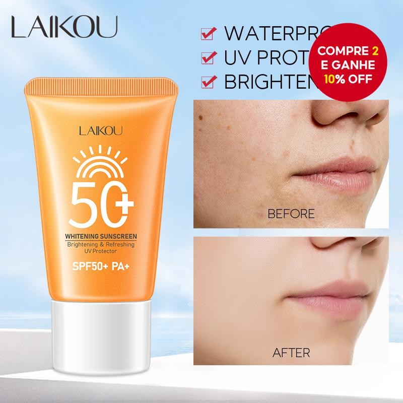 Protetor Solar LAIKOU Clareador com Filtro UV Creme Facial Clarificante Protetor Solar Refrescante C