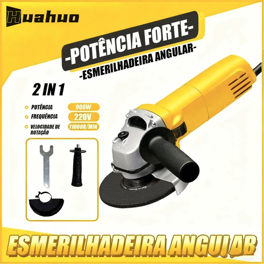 Esmerilhadeira Angular Lixadeira 870W 100mm 11000rpm 110-220V com peças,