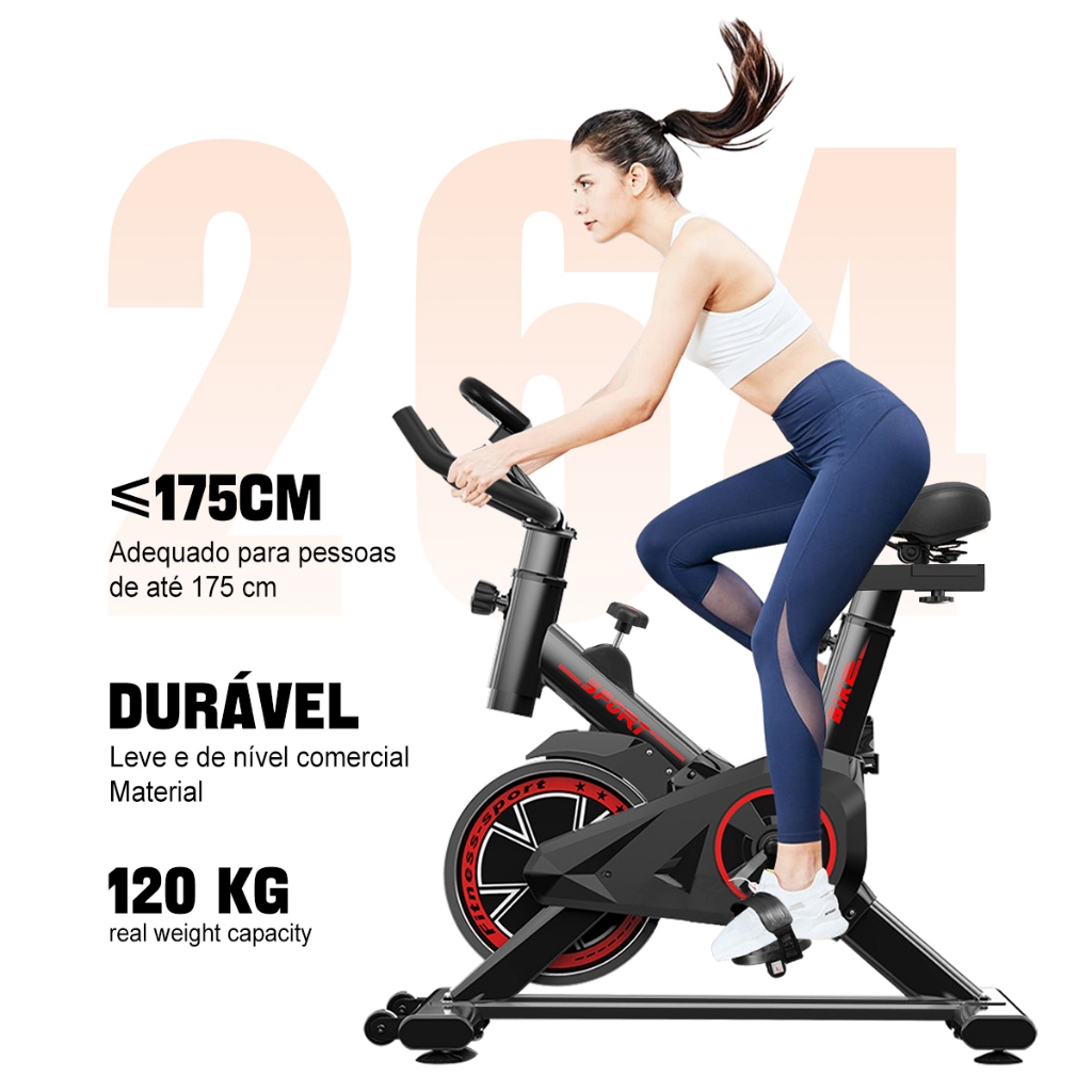 Bicicleta de Spinning Profissional 120kg | Display Multifuncional + Correia Silenciosa | Ideal para