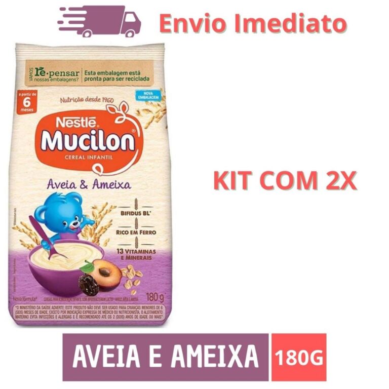 Kit 2 Cereal Mucilon Aveia e Ameixa Bebê 180g +6 