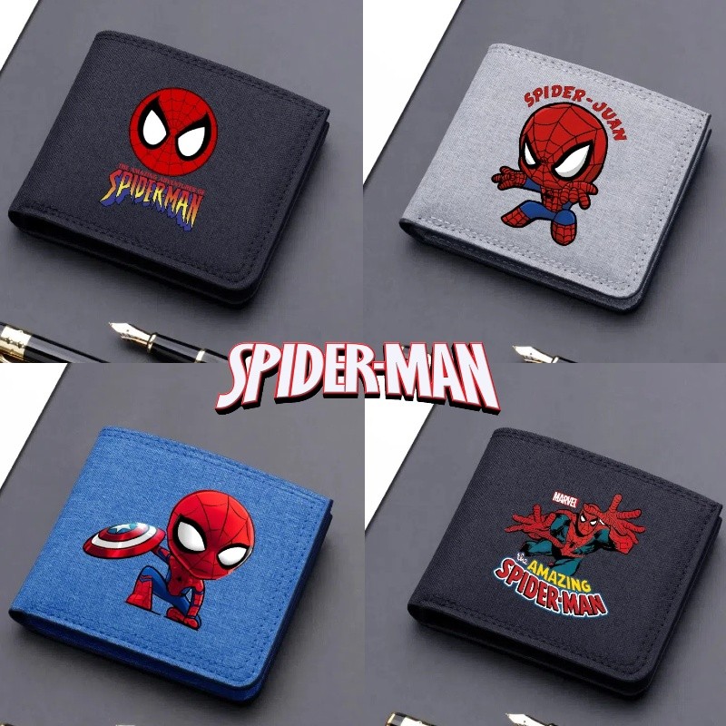 Carteira Dobrável Spider-Man Cartoon Portátil Com Zíper Pode Conter Moedas E Cartões Bancários