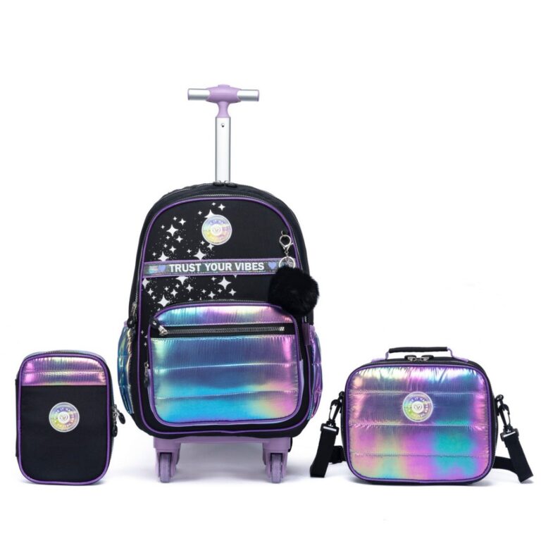 Kit Mochila Rodinhas Infantil Estojo Lancheira Vas