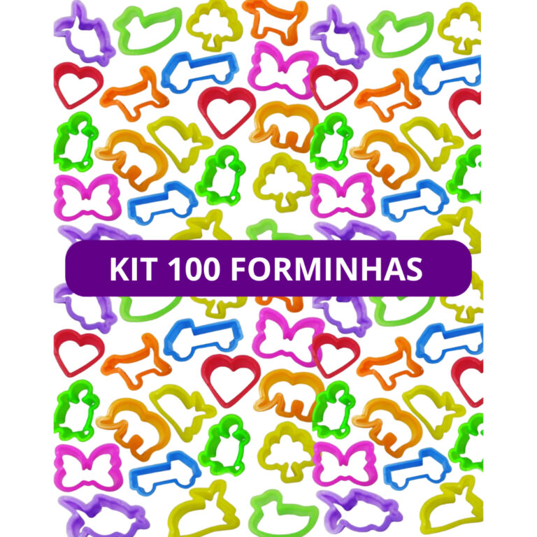 Kit 100 Cortador Forminha Neon para Massinha Model