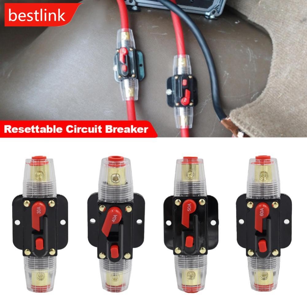 BESTLINK Automóvel Caminhão Fusível Reajustável Proteção Curta Titular Disjuntor 20A 30A 40A 50A 60A