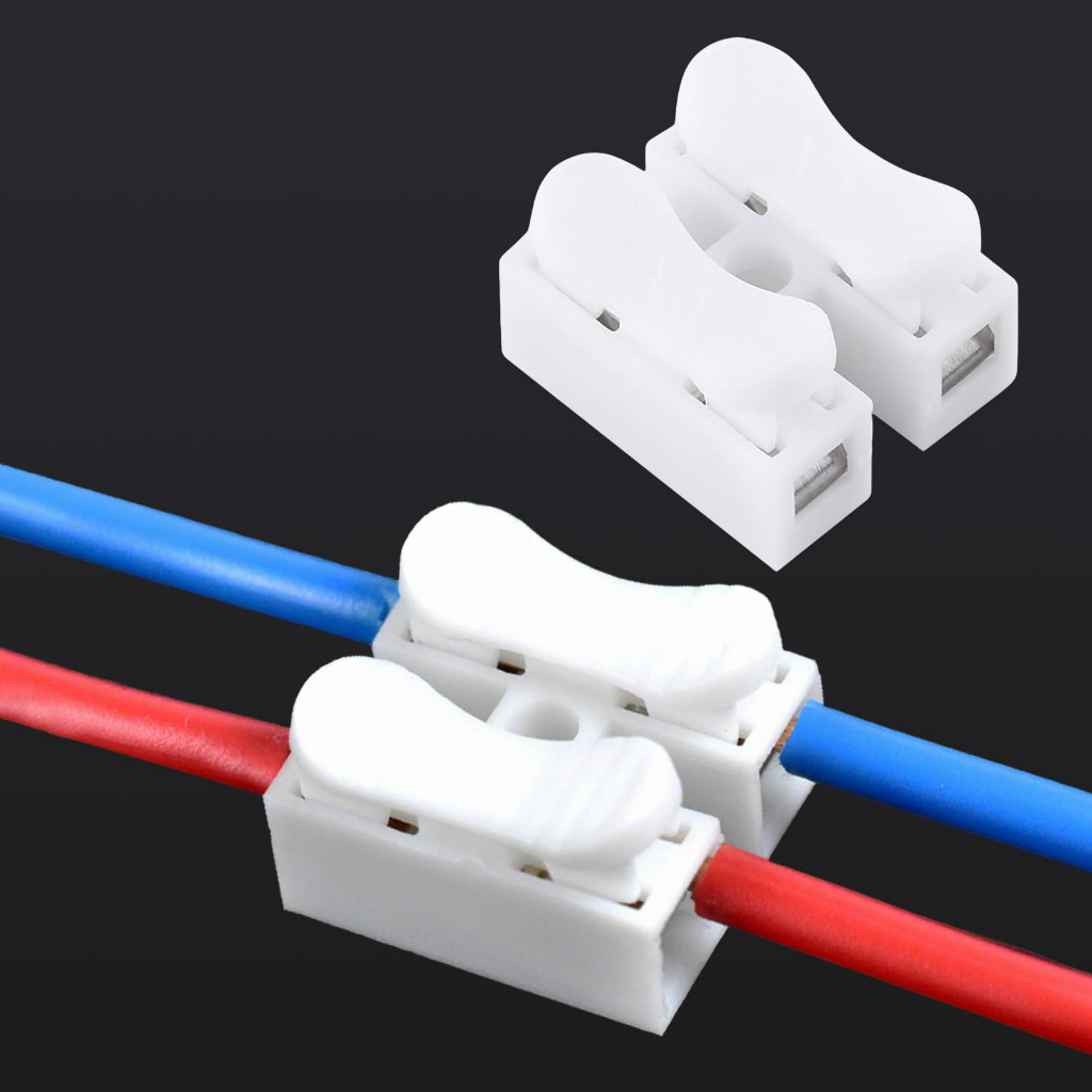 Kit 50pcs Conector de Pressão CH-2 2 Vias 2 em 2 Saída para Fios 0.5-2.5mm² Emenda Rápida sem Solda