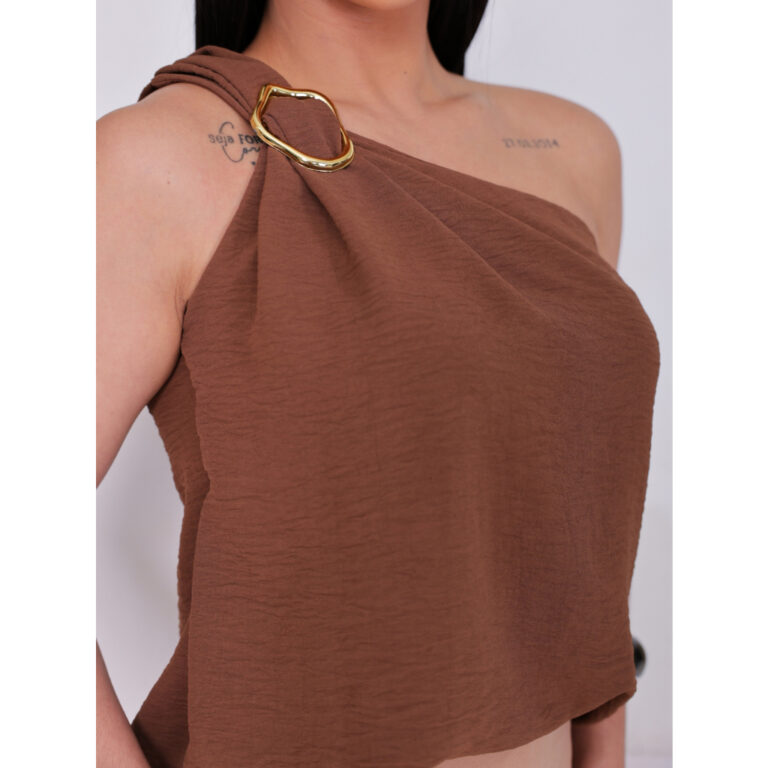 Blusa Feminina Alça Única Fivela Orgânica Doura