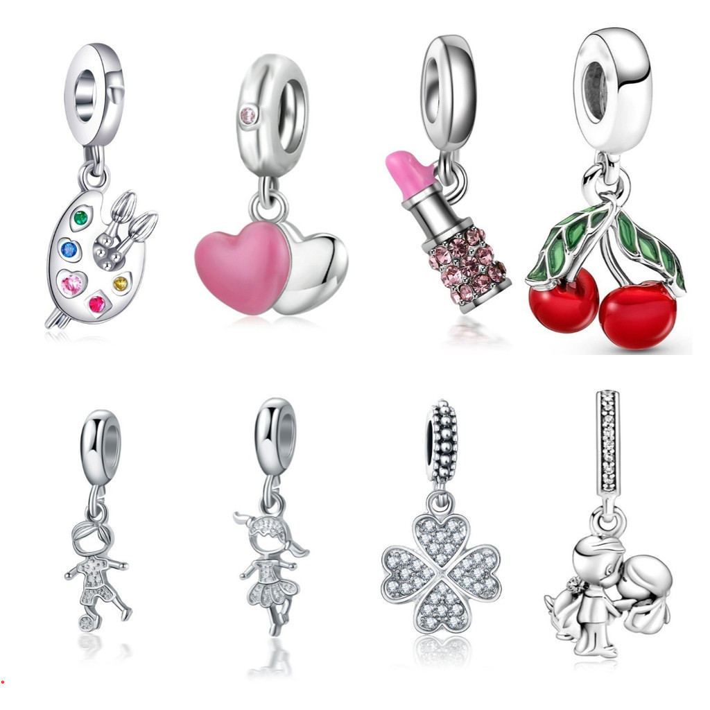 Berloque Encantos Prata 925 Trevo Mar Tartaruga Cereja Acessórios Pulseira Contas Amantes Diamante I