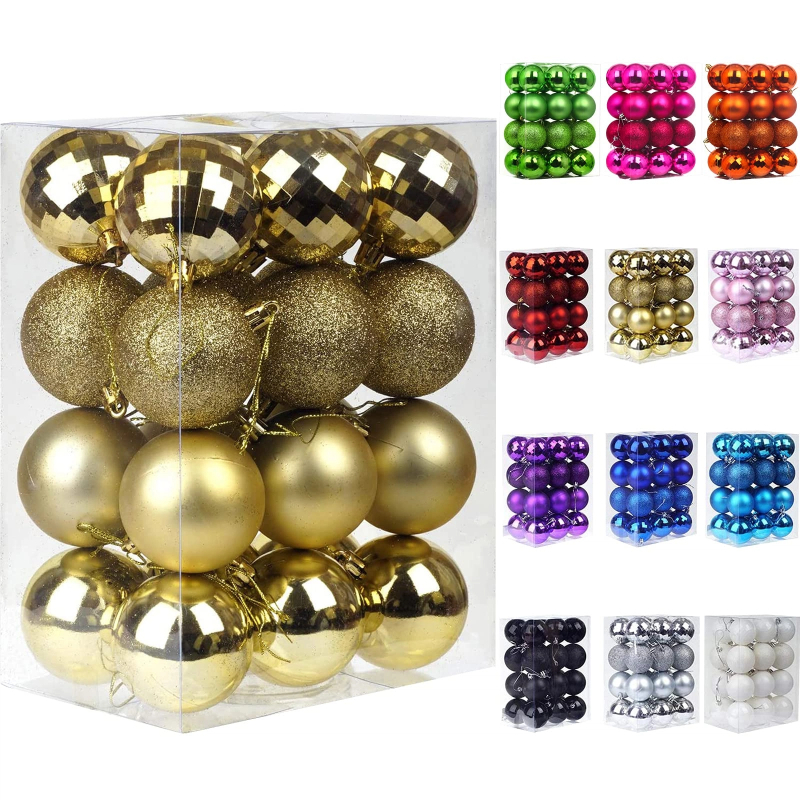 24 peças de enfeites de bola de Natal para árvore – bolas penduradas para árvore de Natal/decorações