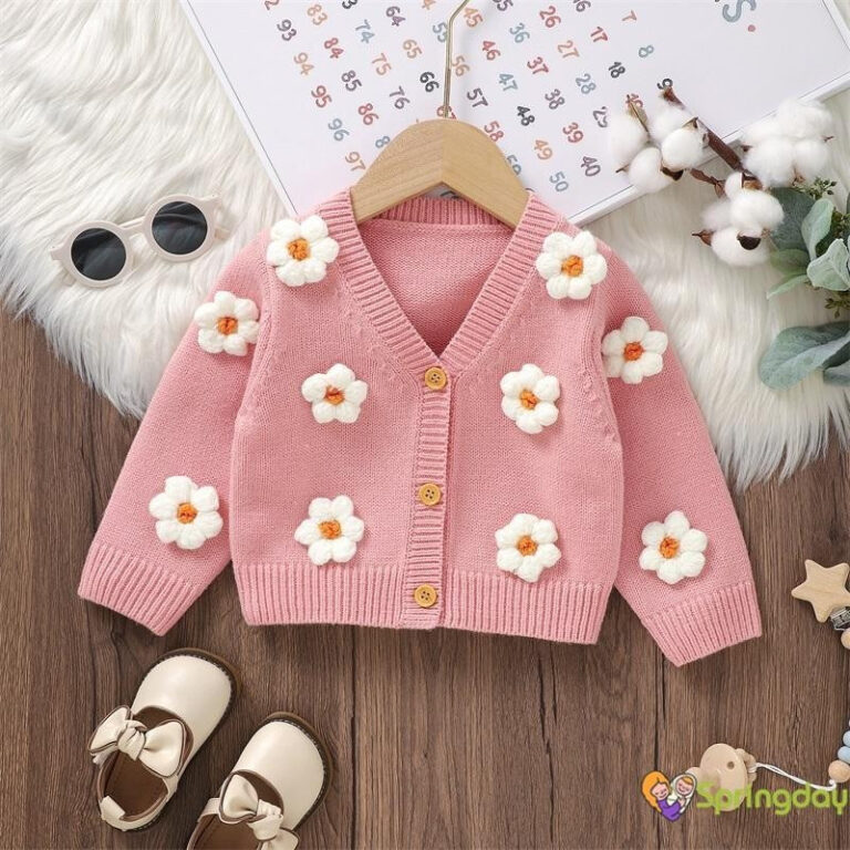 Cardigã Infantil para Meninas, Manga Longa, Decot