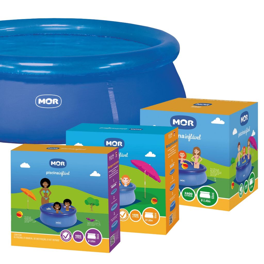 Piscina Infantil Inflável Splash Fun Mor  1.000 L, 1.400 L, 1.900 L, 2.400 L e 4.600 L