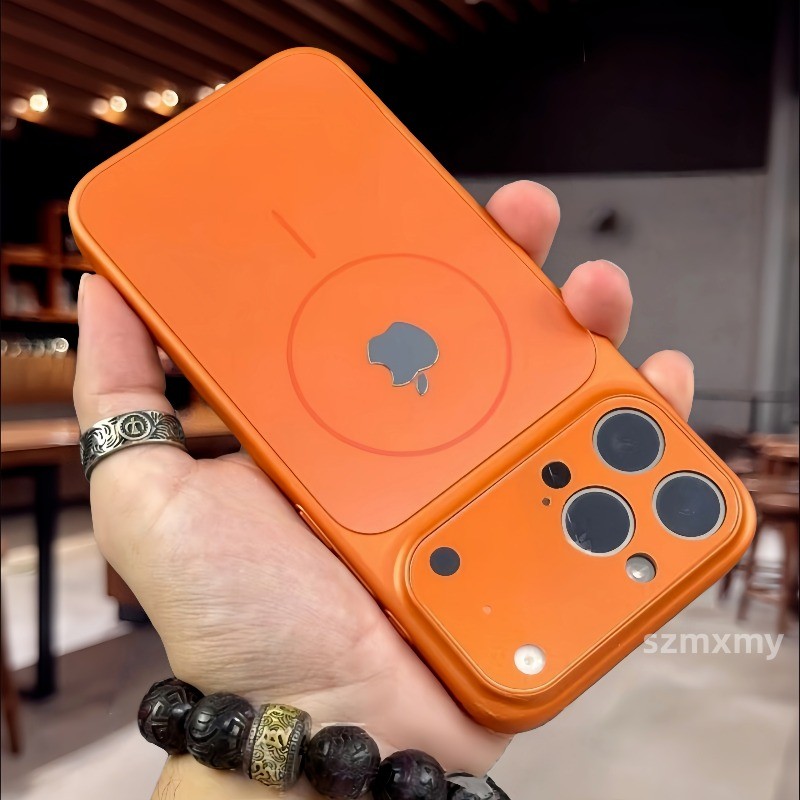 Neworiginal Laranja Nano Vidro Magnético Capa De Telefone Para IPhone 17 Air 16 15 14 13 Pro Max 17P