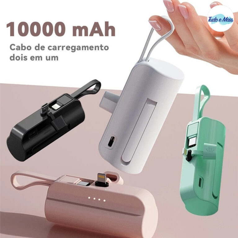 Bateria Externa 10000mAh Compacta com Carregador S