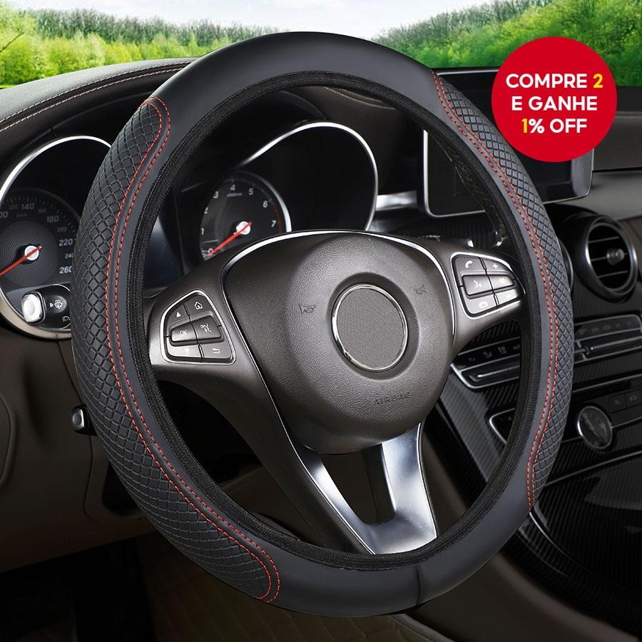 Capa de volante de carro 38cm, sem anel interno, antiderrapante, em microfibra de alta qualidade.