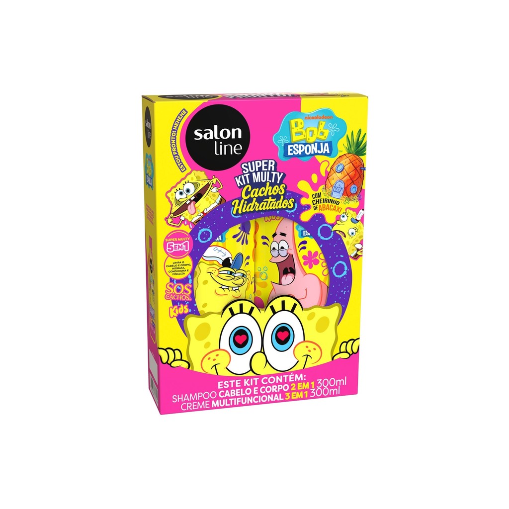 Kit Shampoo 300ml + Creme Multifuncional 300ml SOS Cachos Bob Esponja