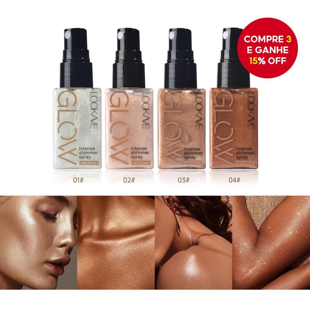 Spray Iluminador Perolado-Maquiagem Com Brilho Facial E Corporal De Longa Duração , Instantâneo Para