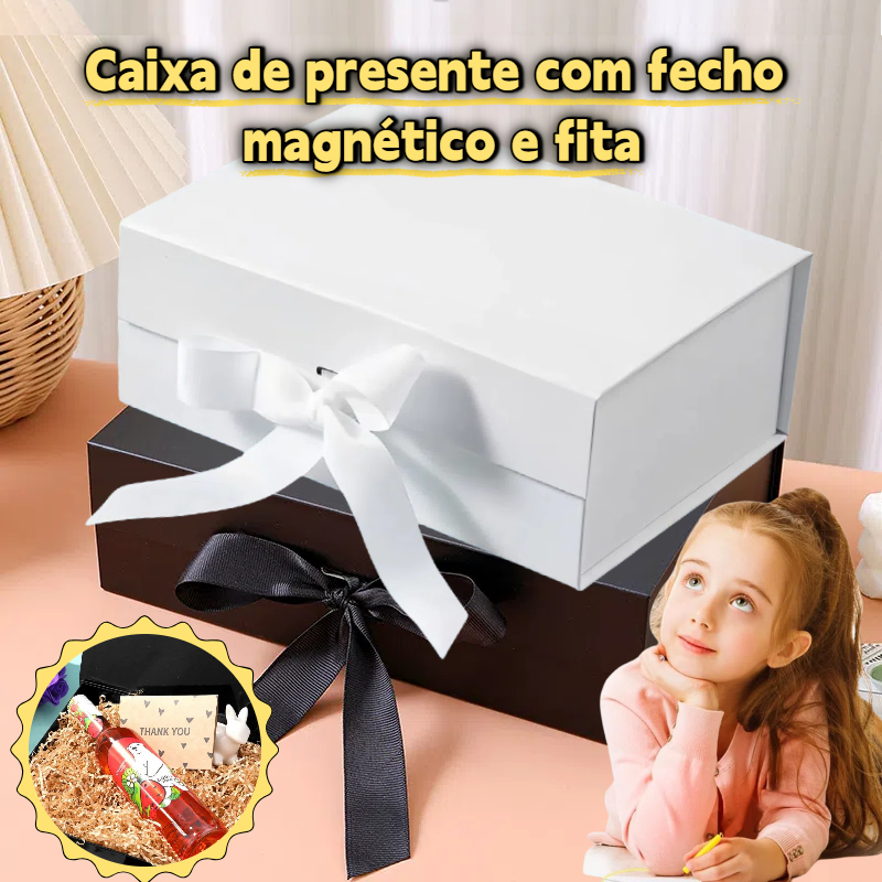Magnética Dobrável com Laço Fita Cetim – Rígida Caixa Presente Imã/ para Joias /Doces/Dar presentes