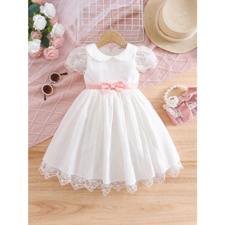 Meninas mangas de renda casamento flor menina vest