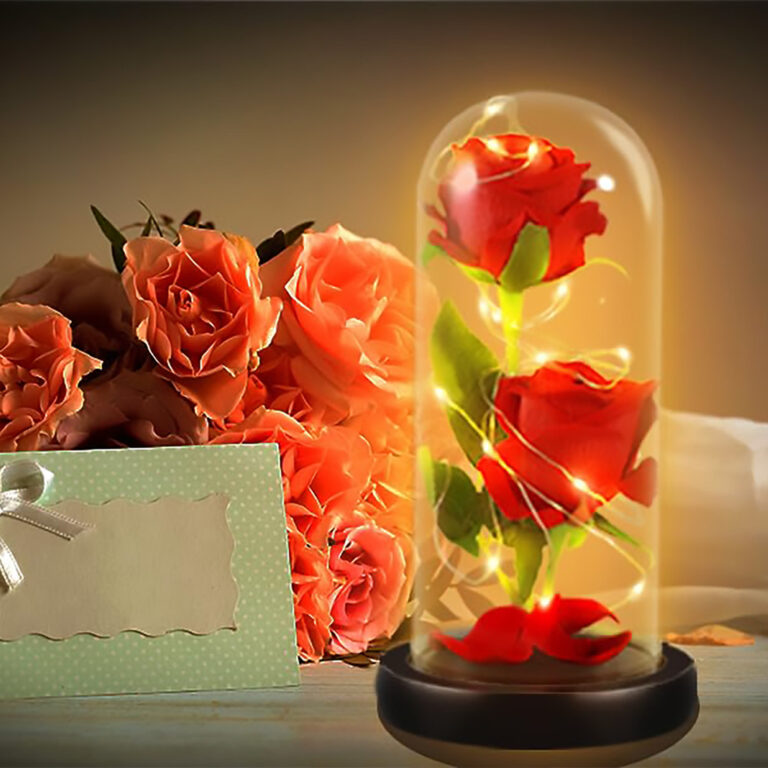 Rosa Encantada Luminária LED Abajur Bela e a Fera